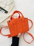Mini Square Bag Letter Embossed Neon Orange Funky