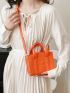 Mini Square Bag Letter Embossed Neon Orange Funky