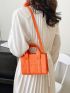 Mini Square Bag Letter Embossed Neon Orange Funky