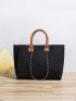 Oversized Top Handle Bag Chain Decor