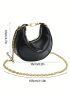 Mini Hobo Bag Fashionable Metal Letter Decor Zipper Chain PU
