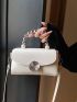 Mini Square Bag Faux Pearl Detail Flap
