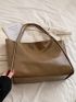 Brown Shoulder Tote Bag Minimalist Double Handle For Work