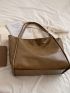 Brown Shoulder Tote Bag Minimalist Double Handle For Work