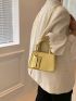 Crocodile Embossed Square Bag Gold Double Handle With Coin Purse