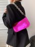 Crocodile Embossed Hobo Bag Hot Pink Funky Chain Strap