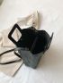 Black Bucket Bag Crocodile Embossed Double Handle PU