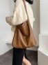 Large Hobo Bag Brown PU