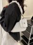 White Hobo Bag With Coin Purse Quilted Zipper PU