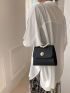 Mini Square Bag Faux Pearl Decor PU Chain Flap