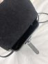 Mini Square Bag Black Flap PU