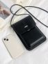 Mini Square Bag Black Flap PU