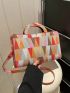Random Color Square Bag Geometric Pattern PU