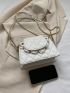 Small Square Bag Black Quilted Detail Chain Flap PU