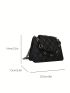 Quilted Square Bag Chain Decor PU Black