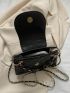 Quilted Square Bag Chain Decor PU Black