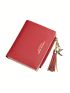 Letter Detail Small Wallet Tassel Decor