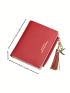 Letter Detail Small Wallet Tassel Decor
