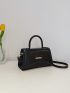 Crocodile Embossed Square Bag Small Black