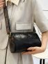Small Bucket Bag Black Zipper PU