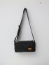 Medium Square Bag Letter Detail Zipper Adjustable-strap