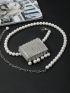 Mini Belt Bag Faux Pearl & Rhinestone Decor