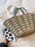 Fabric Straw Bag Vacation Zipper