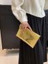 Crocodile Embossed Envelope Bag Metal Decor Gold Funky