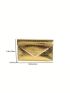 Crocodile Embossed Envelope Bag Metal Decor Gold Funky
