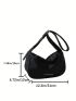 Letter Detail Crossbody Bag Solid Color With Coin Purse