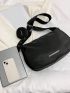 Letter Detail Crossbody Bag Solid Color With Coin Purse
