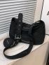 Letter Detail Crossbody Bag Solid Color With Coin Purse