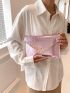 Crocodile Embossed Envelope Bag Metal Decor Metallic Funky