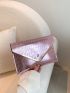 Crocodile Embossed Envelope Bag Metal Decor Metallic Funky