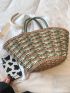 Medium Straw Bag Double Handle Vacation Style