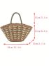 Medium Straw Bag Double Handle Vacation Style
