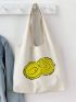 Medium No-closure Shopping Bag Polyester Durian Pattern