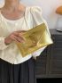 Crocodile Embossed Envelope Bag Metal Decor Gold Funky
