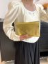 Crocodile Embossed Envelope Bag Metal Decor Gold Funky