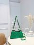 Crocodile Embossed Baguette Bag Medium Chain Strap