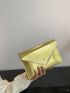 Crocodile Embossed Envelope Bag Metal Decor Gold Funky