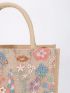 Small Tote Bag Double Handle Embroidery Beach Bag