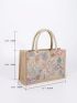 Small Tote Bag Double Handle Embroidery Beach Bag