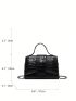 Crocodile Embossed Square Bag Mini Flap