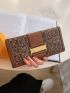 Letter Graphic Long Wallet Metal Decor