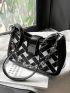 Geometric Pattern Hobo Bag Small Chain Decor