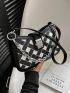 Geometric Pattern Hobo Bag Small Chain Decor