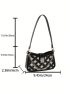 Geometric Pattern Hobo Bag Small Chain Decor