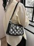 Geometric Pattern Hobo Bag Small Chain Decor