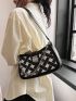 Geometric Pattern Hobo Bag Small Chain Decor